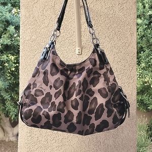 Coach Grey Black Satin Shoulder Bag